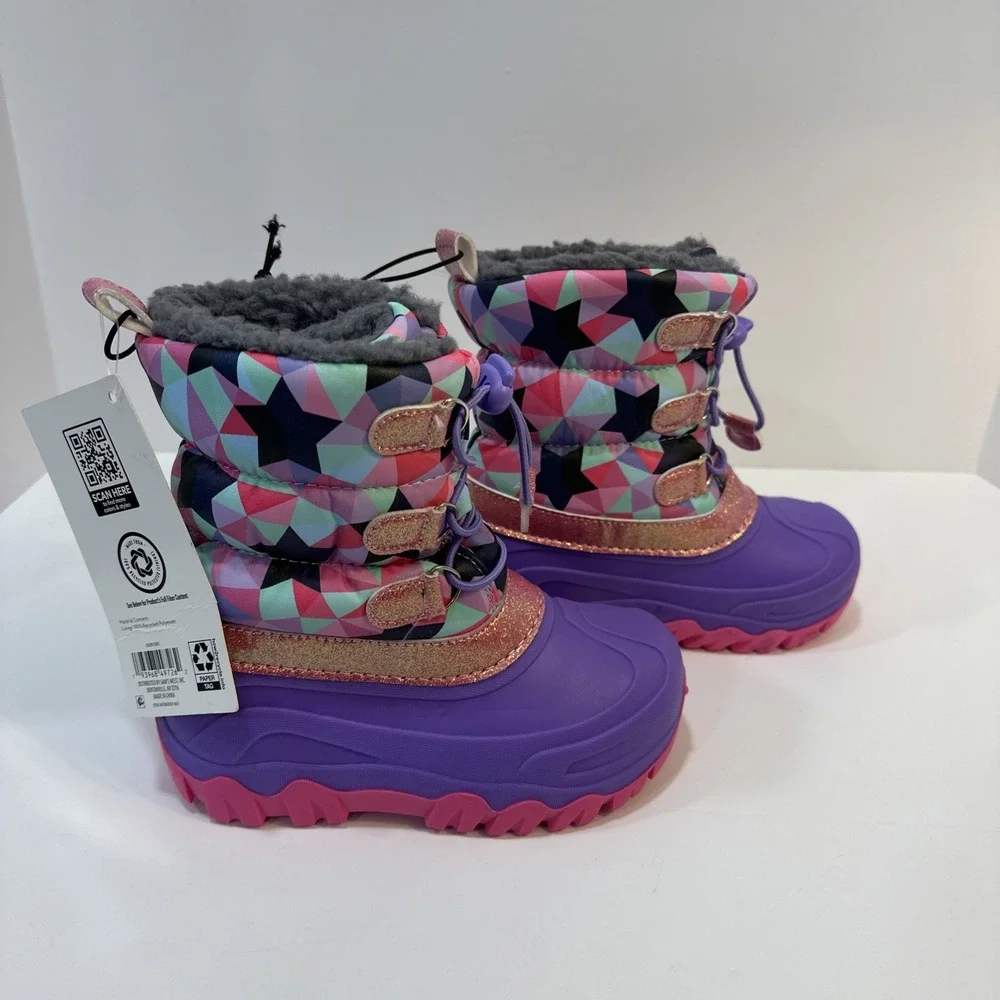Member's Mark Kids Girl Easy On Bungee Laced Snow Boot size 11/12 NWT READ